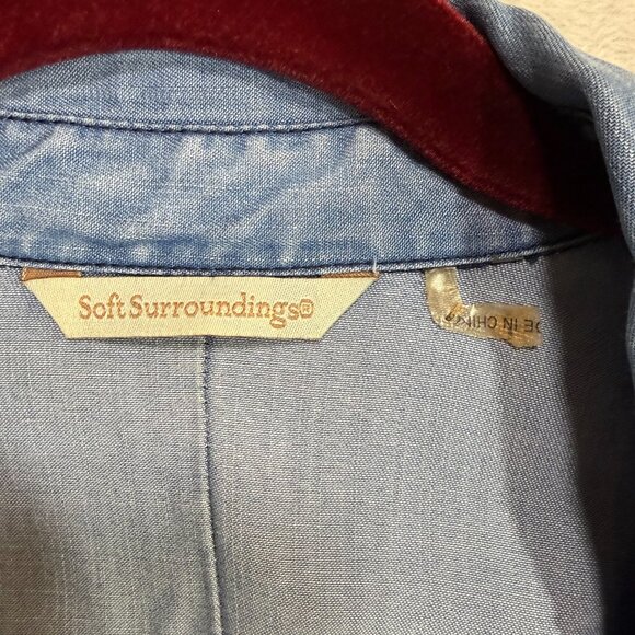 Soft Surroundings L Lightwash Tencel Lyocell Chambray Tunic Shirt Boho Casual - Picture 8 of 11